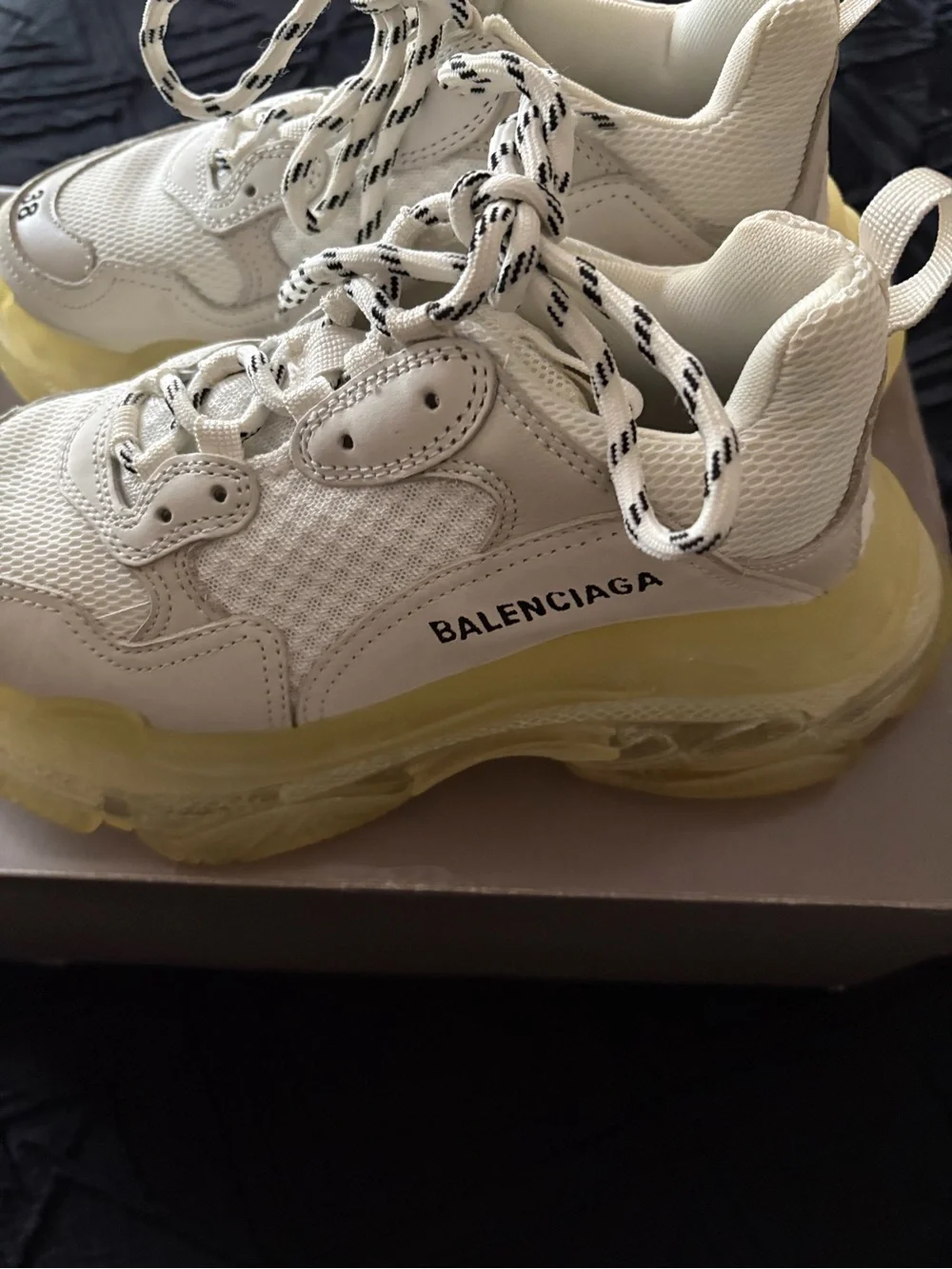 Balenciaga White Sneakers with Yellow Translucent Soles